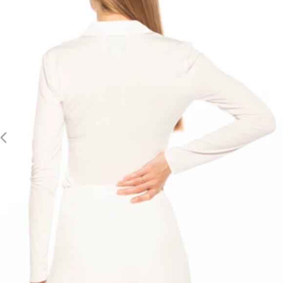 NEW ALEXIA ADMOR ALINA COLLARED SHIRT SIZE XL COLOR IVORY LONG SLEEVE - Picture 2 of 4